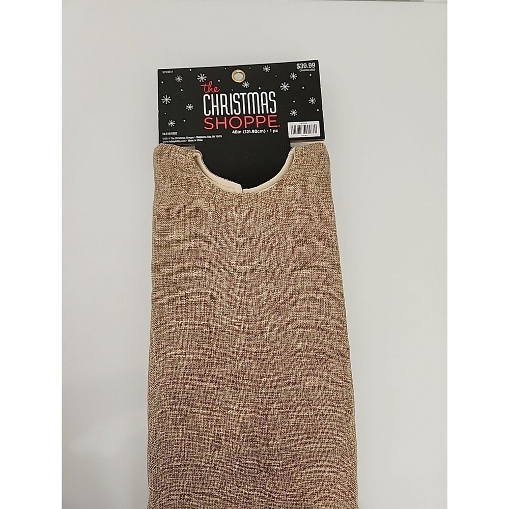 New 48" TREE SKIRT The Christmas Shoppe Rustic Tweed Fabric Felt Lining Button